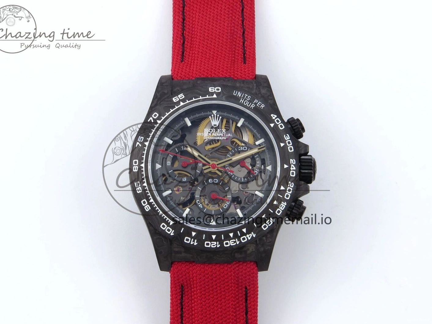 0405 Daytona Diw 40mm N6F 1:1 Best Edition Gray Skeleton Dial Red Nylon Strap DD Original 900